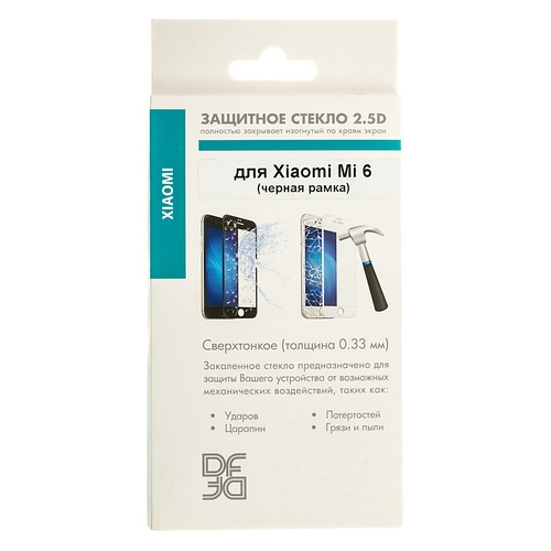 Защитное стекло для экрана DF xiColor-14 для Xiaomi Mi 6, 1 шт, черный [xicolor-14 (black)] DF