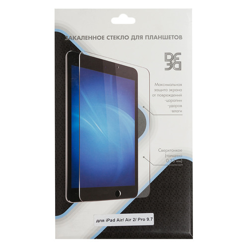 Защитное стекло DF для iPad Air/Air2/Pro 9.7/2018, прозрачная, 1 шт [isteel-08] DF
