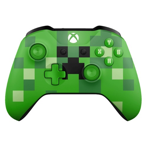 Геймпад Беспроводной MICROSOFT Minecraft Creeper, для Xbox One, зеленый [wl3-00057] MICROSOFT
