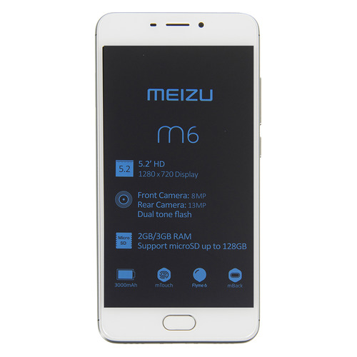 Смартфон MEIZU M6 32Gb, M711H, серебристый