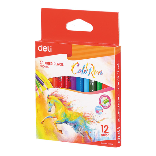 Карандаши цветные Deli EC00400 ColoRun трехгран. тополь 12цв. короткие коробка/европод. 48 шт./кор. Карандаши цветные Deli EC00400 ColoRun трехгран. тополь 12цв. короткие коробка/европод. 48 шт./кор.