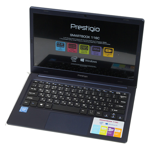 Ноутбук PRESTIGIO SmartBook 116C, 11.6&quot;, Intel Atom X5 Z8350 1.44ГГц, 2Гб, 32Гб eMMC, Intel HD Graphics 400, Windows 10 Home, PSB116C01BFH_DB_CIS, темно-синий