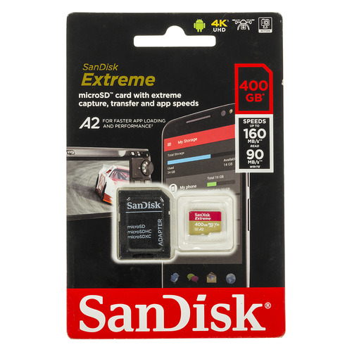 Карта памяти microSDXC UHS-I U3 Sandisk Extreme 400 ГБ, 160 МБ/с, Class 10, SDSQXA1-400G-GN6MA, 1 шт., переходник SD, SDSQXA1-400G-GN6MA
Карта памяти microSDXC UHS-I U3 Sandisk Extreme 400 ГБ, 160 МБ/с, Class 10, SDSQXA1-400G-GN6MA, 1 шт., переходник SD, SDSQXA1-400G-GN6MA