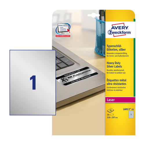 Этикетки Avery Zweckform L6013-20 A4 210x297мм 1шт на листе/198г/м2/20л./серебристый самоклей. для л, L6013-20
Этикетки Avery Zweckform L6013-20 A4 210x297мм 1шт на листе/198г/м2/20л./серебристый самоклей. для л, L6013-20