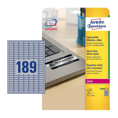 Этикетки Avery Zweckform L6008-20 A4 25.4x10мм 189шт на листе/196г/м2/20л./серебристый самоклей. для, L6008-20
Этикетки Avery Zweckform L6008-20 A4 25.4x10мм 189шт на листе/196г/м2/20л./серебристый самоклей. для, L6008-20