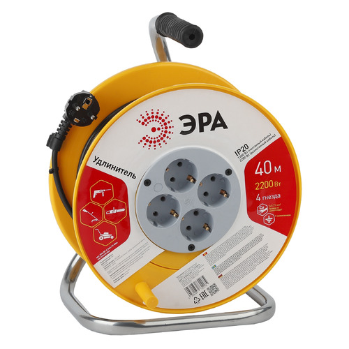 Удлинитель силовой Эра RP-4-3х0.75-40m (Б0033021) 3x0.75кв.мм 4розет. 40м ПВС 10A катушка желтый, RP-4-3х0.75-40m
Удлинитель силовой Эра RP-4-3х0.75-40m (Б0033021) 3x0.75кв.мм 4розет. 40м ПВС 10A катушка желтый, RP-4-3х0.75-40m