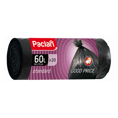 Пакеты мусорные Paclan Standart 60л 7.4мкм черный в рулоне (упак.:20шт) (402110) 42 шт./кор., Standart
Пакеты мусорные Paclan Standart 60л 7.4мкм черный в рулоне (упак.:20шт) (402110) 42 шт./кор., Standart