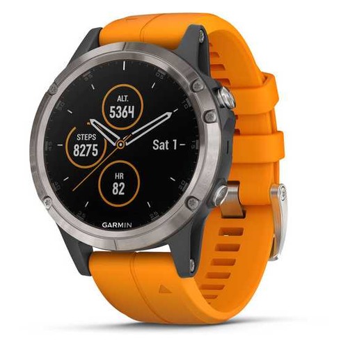 Смарт-часы GARMIN Fenix 5 plus, 47мм, 1.2&quot;, темно-серый / оранжевый [010-01988-05]