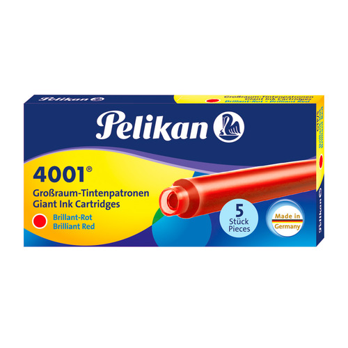 Картридж Pelikan INK 4001 GTP/5 (PL310623) Brilliant Red чернила для ручек перьевых (5шт), GTP/5
Картридж Pelikan INK 4001 GTP/5 (PL310623) Brilliant Red чернила для ручек перьевых (5шт), GTP/5