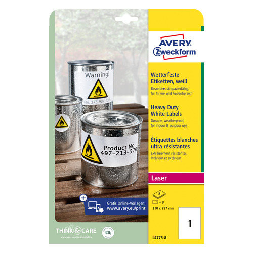 Этикетки Avery Zweckform L4775-8 A4 297x210мм 1шт на листе/196г/м2/8л./белый самоклей. для лазерной, L4775-8
Этикетки Avery Zweckform L4775-8 A4 297x210мм 1шт на листе/196г/м2/8л./белый самоклей. для лазерной, L4775-8