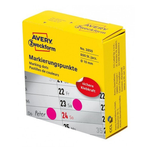 Этикетки Avery Zweckform Этикетки-точки 3850 диаметр 10мм 800шт на листе/70г/м2/красный самоклей. ун, Этикетки-точки
Этикетки Avery Zweckform Этикетки-точки 3850 диаметр 10мм 800шт на листе/70г/м2/красный самоклей. ун, Этикетки-точки