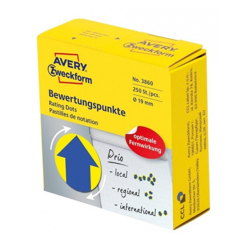 Этикетки Avery Zweckform 3860 диаметр 19мм 250шт на листе/70г/м2/желтый самоклей. универсальная (упа, 3860
Этикетки Avery Zweckform 3860 диаметр 19мм 250шт на листе/70г/м2/желтый самоклей. универсальная (упа, 3860