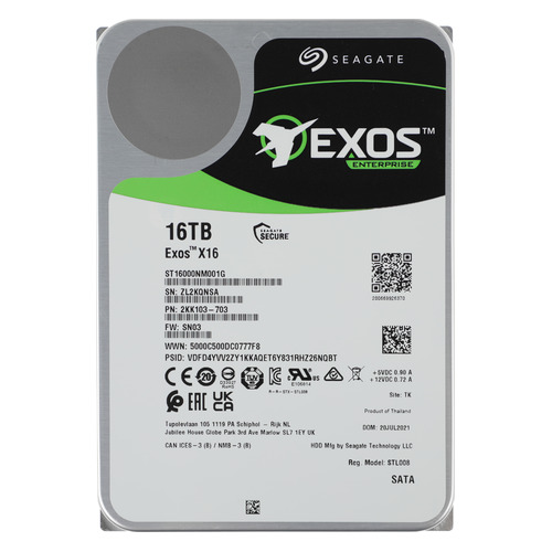 Жесткий диск Seagate Exos X16 ST16000NM001G, 16ТБ, HDD, SATA III, 3.5", ST16000NM001G
Жесткий диск Seagate Exos X16 ST16000NM001G, 16ТБ, HDD, SATA III, 3.5", ST16000NM001G