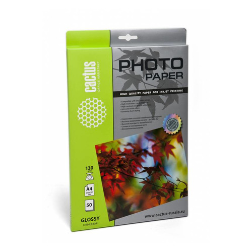 Фотобумага Cactus CS-GA413050 A4/130г/м2/50л./белый глянцевое для струйной печати, CS-GA413050
Фотобумага Cactus CS-GA413050 A4/130г/м2/50л./белый глянцевое для струйной печати, CS-GA413050
