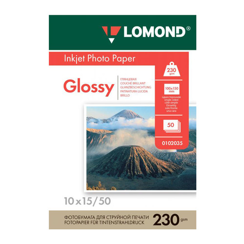 Фотобумага Lomond 0102035 10x15/230г/м2/50л./белый глянцевое для струйной печати Фотобумага Lomond 0102035 10x15/230г/м2/50л./белый глянцевое для струйной печати