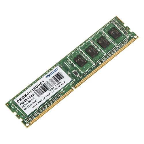 Модуль памяти PATRIOT PSD34G160082 DDR3 - 4Гб 1600, DIMM, Ret 
Модуль памяти PATRIOT PSD34G160082 DDR3 - 4Гб 1600, DIMM, Ret