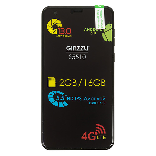 Смартфон GINZZU S5510, черный