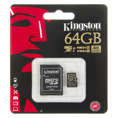 Карта памяти microSDXC UHS-I U3 KINGSTON 64 ГБ, 90 МБ/с, Class 10, SDCG/64GB, 1 шт., переходник SD цена Карта памяти microSDXC UHS-I U3 KINGSTON 64 ГБ, 90 МБ/с, Class 10, SDCG/64GB, 1 шт., переходник SD цены онлайн
