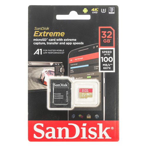Карта памяти microSDHC UHS-I Sandisk Extreme 32 ГБ, 80 МБ/с, Class 10, SDSQXAF-032G-GN6MA, 1 шт., переходник SD, SDSQXAF-032G-GN6MA
Карта памяти microSDHC UHS-I Sandisk Extreme 32 ГБ, 80 МБ/с, Class 10, SDSQXAF-032G-GN6MA, 1 шт., переходник SD, SDSQXAF-032G-GN6MA