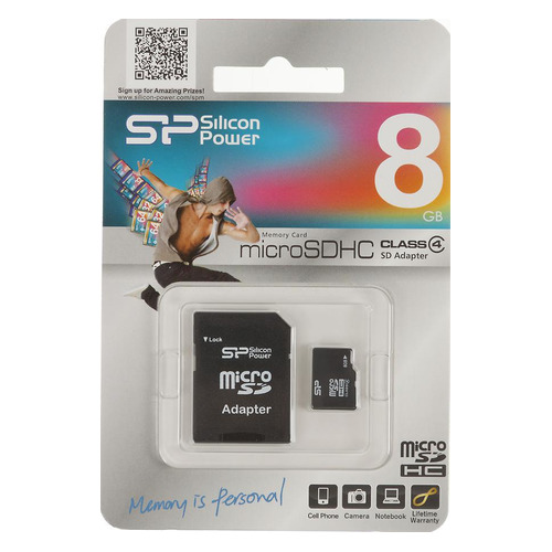 Карта памяти microSDHC SILICON POWER 8 ГБ, Class 4, SP008GBSTH004V10SP, 1 шт., переходник SD
Карта памяти microSDHC SILICON POWER 8 ГБ, Class 4, SP008GBSTH004V10SP, 1 шт., переходник SD