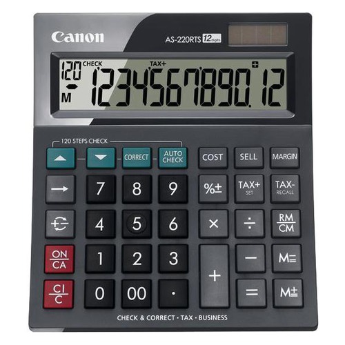Калькулятор CANON AS-220RTS, 12-разрядный, черный калькулятор canon as 220rts 12 разряда настольный наклонный дисплей налог бизнес черный