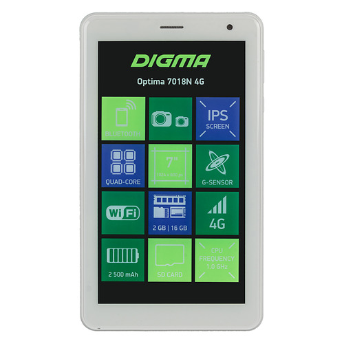 

Планшет DIGMA Optima 7018N 4G, 2GB, 16GB, 3G, 4G, Android 7.0 белый [ts7179ml]