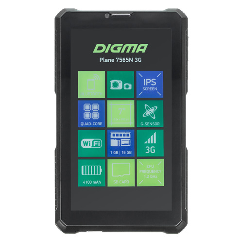 

Планшет DIGMA Plane 7565N 3G, 1GB, 16GB, 3G, Android 7.0 черный [ps7180pg]