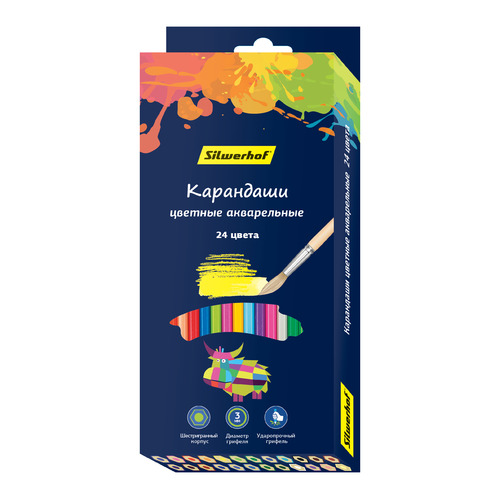 

Карандаши цветные Silwerhof 134213-24 Цветландия шестигран. 24цв. акварельный эффект коробка/европод 6 шт./кор.
