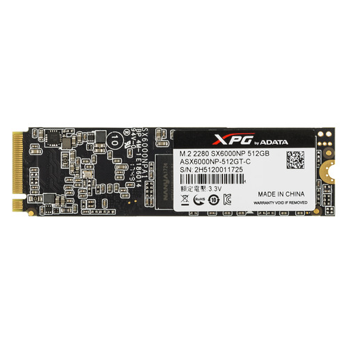 

SSD накопитель A-DATA XPG SX6000 ASX6000NP-512GT-C 512ГБ, M.2 2280, PCI-E x2, NVMe