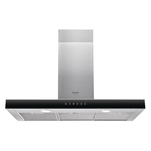 фото Вытяжка каминная hotpoint-ariston hhbs 9.8f lt x серебристый/черный управление: сенсорное (1 мотор)