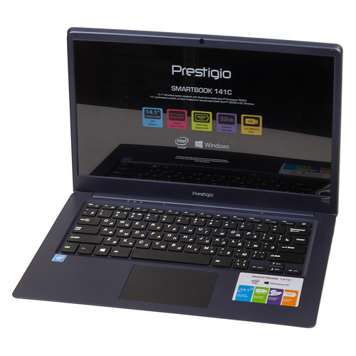 

Ноутбук PRESTIGIO SmartBook 141C, 14.1", IPS, Intel Atom X5 Z8350 1.44ГГц, 2Гб, 32Гб eMMC, Intel HD Graphics 400, Windows 10 Home, PSB141C01BFH_DB_CIS, темно-синий