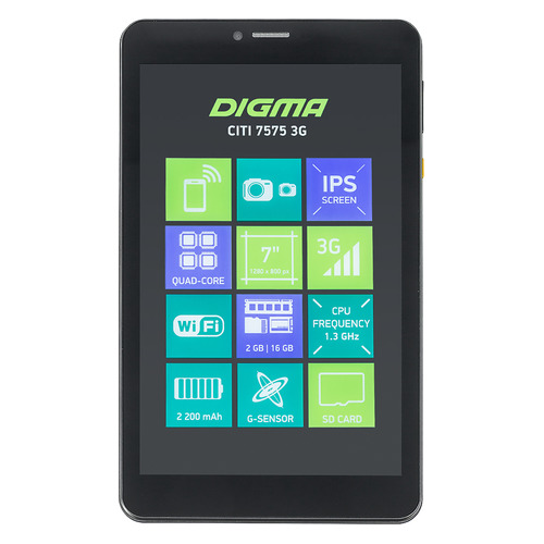 

Планшет DIGMA CITI 7575 3G, 2GB, 16GB, 3G, Android 8.1 черный [cs7193mg]