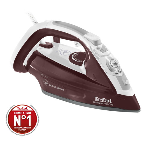 фото Утюг tefal fv4961e0, 2500вт, белый/ бордовый [1830006860]