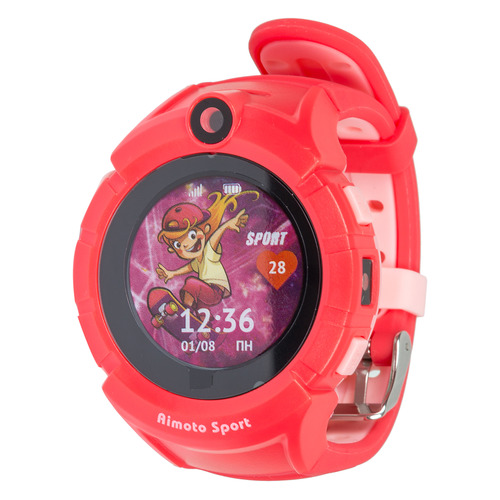 фото Смарт-часы кнопка жизни aimoto sport, 1.44", красный / красный [9900105]
