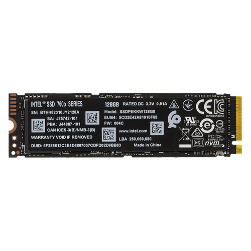 

SSD накопитель INTEL 760p Series SSDPEKKW128G8XT 128ГБ, M.2 2280, PCI-E x4, NVMe, SSDPEKKW128G8XT