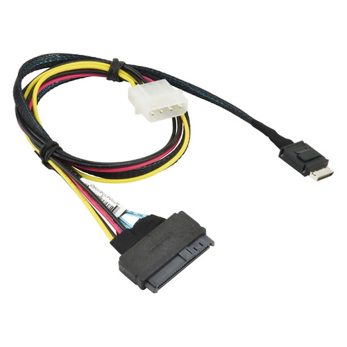 фото Кабель supermicro cbl-sast-0956 55cm oculink to u.2 pcie sff-8639 with power cable