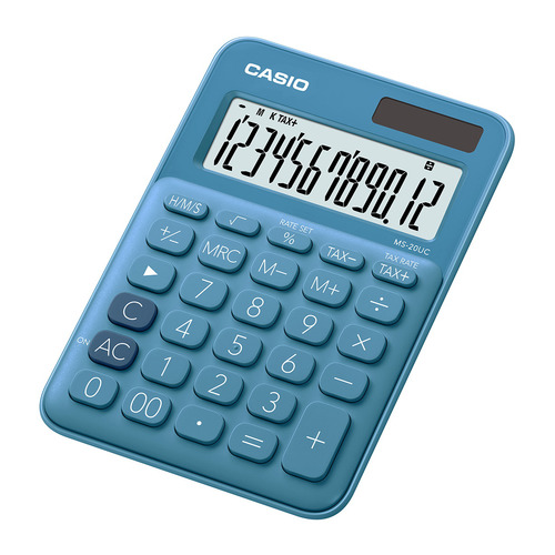 Калькулятор Casio MS-20UC-BU-S-EC, 12-разрядный, синий