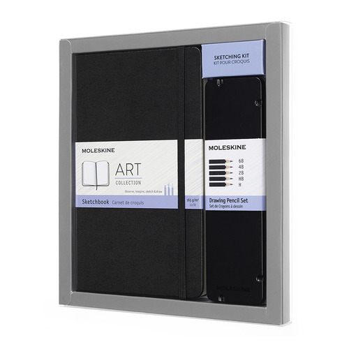 

Набор Moleskine Art Collection пенал с черногр.карандашами/блокнот Large нелинованный черный