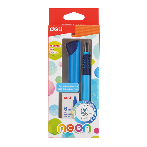 

Ручка перьевая Deli NEON (EQ80100) ассорти синие чернила коробка/европод. 12 шт./кор.