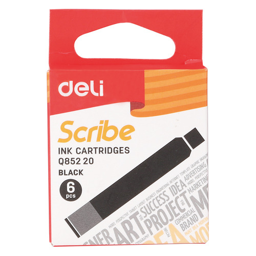 

Картридж Deli Scribe для ручки перьевой черный 24 шт./кор., Scribe