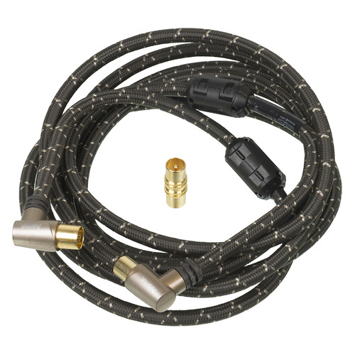 

Кабель антенный HAMA Coax (m) (Г-образный) - Coax (f) (Г-образный), 3м, GOLD ф/фильтр, черный [00122430]