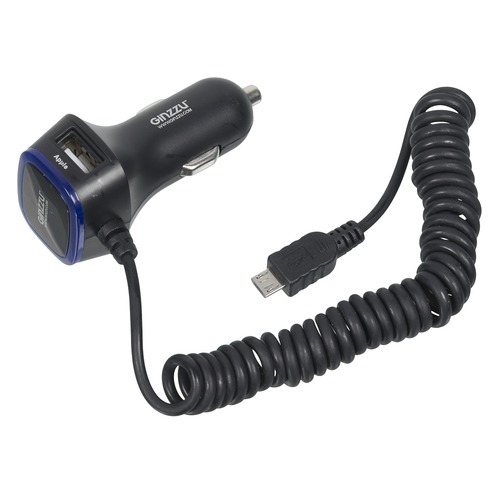 

Автомобильное зарядное устройство GINZZU GA-4215UB, 2xUSB, microUSB, 3A, черный
