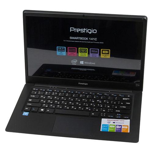 

Ноутбук PRESTIGIO SmartBook 141С, 14.1", IPS, Intel Atom X5 Z8350 1.44ГГц, 2Гб, 32Гб eMMC, Intel HD Graphics 400, Windows 10 Home, PSB141C01BFH_BK, черный