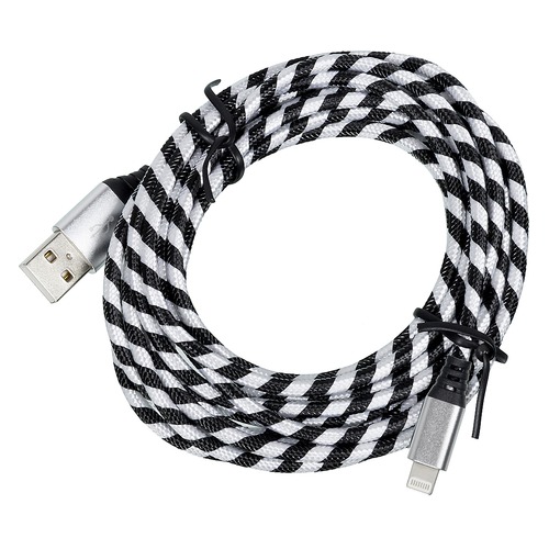 фото Кабель df izebra-01, lightning (m), usb a(m), 3.0м, черный/белый [df izebra-01 (black/white)]