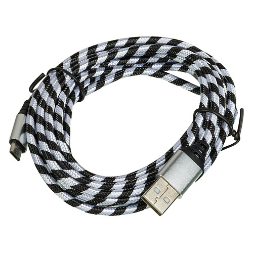 фото Кабель df azebra-01, micro usb b (m), usb a(m), 3.0м, черный / белый [df azebra-01 (black/white)]