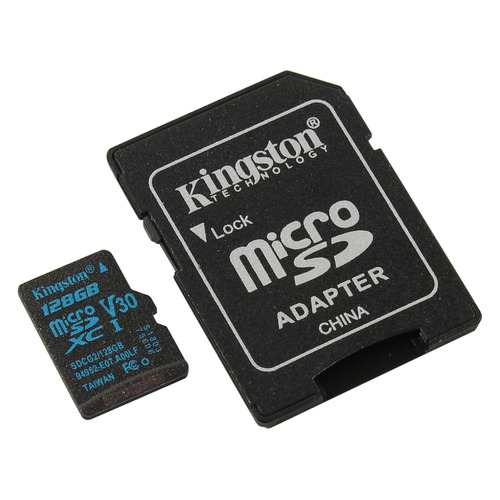 фото Карта памяти microsdxc kingston canvas go 128 гб, 90 мб/с, class 10, sdcg2/128gb, 1 шт., переходник sd