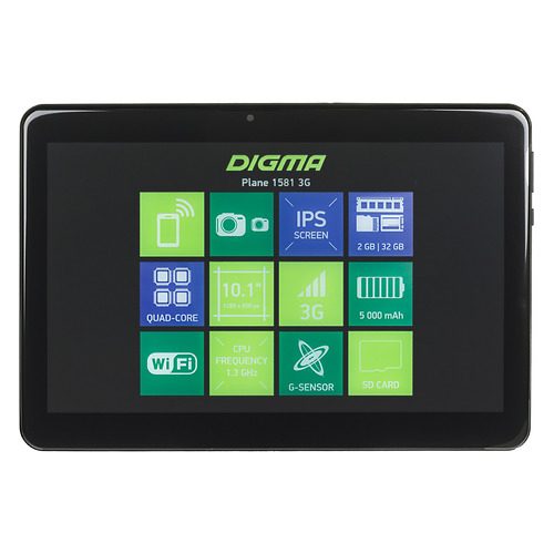 

Планшет DIGMA Plane 1581 3G, 2GB, 32GB, 3G, Android 8.1 черный [ps1200mg]