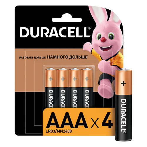 

AAA Батарейка Duracell Basic CN LR03-4BL MN2400, 4 шт., CN LR03-4BL MN2400