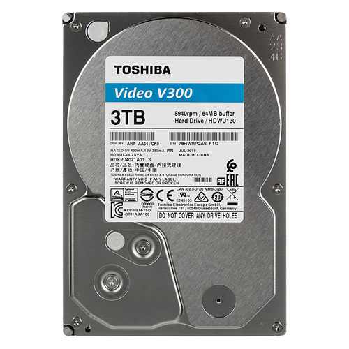 

Жесткий диск TOSHIBA V300 HDWU130UZSVA, 3ТБ, HDD, SATA III, 3.5", HDWU130UZSVA