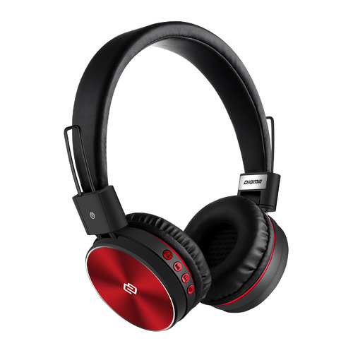 фото Наушники с микрофоном digma bt-12, bluetooth, накладные, красный/черный [l200bt red/black]